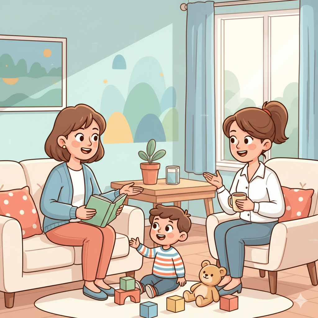 親職諮詢的圖示：家長與專業人士互動